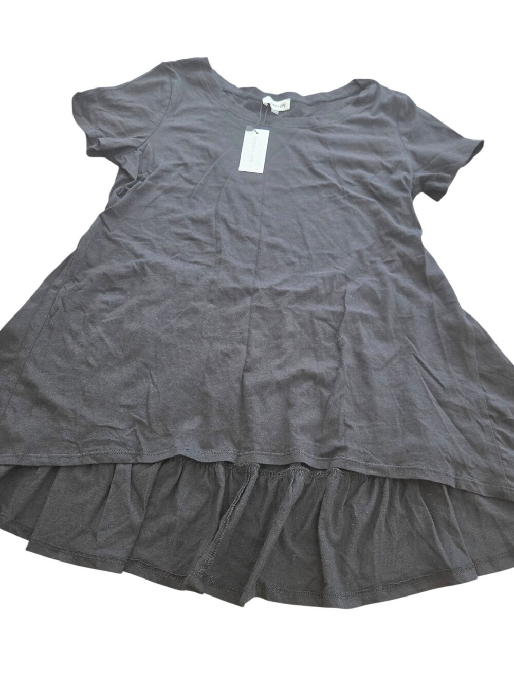 Sugarlips NWT High Low Tunic Top Tiered Ruffle Back in Black sz LARGE